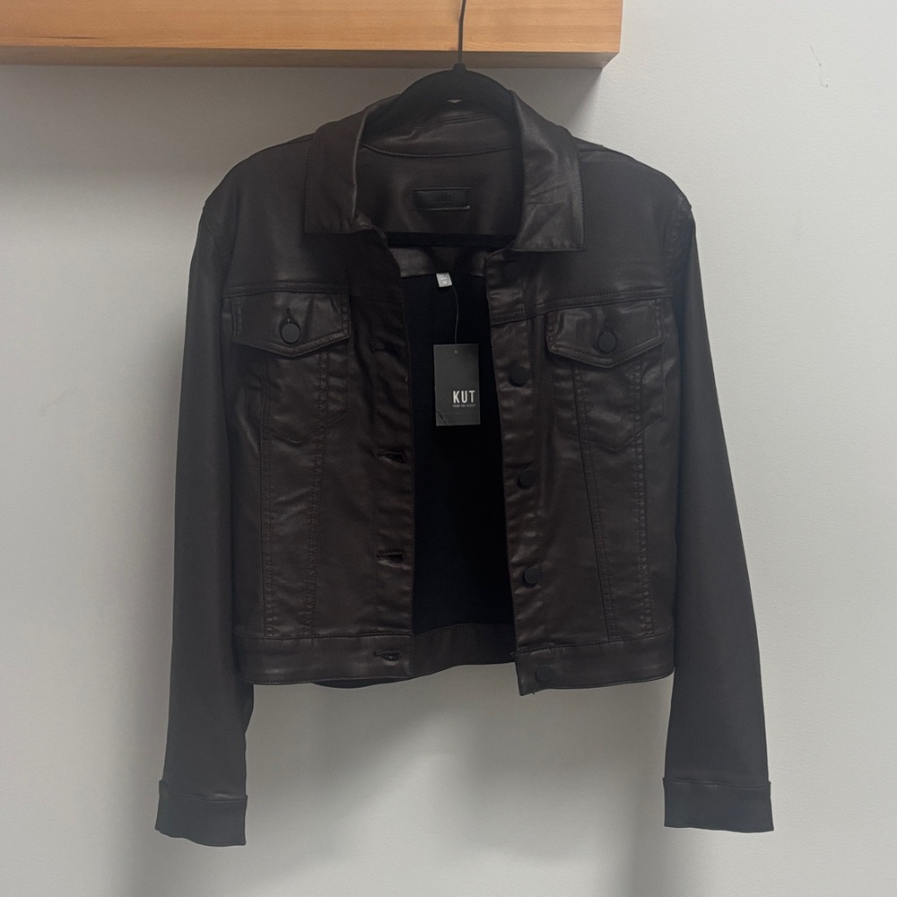 Kut from the Kloth Julia coated Brown Jacket